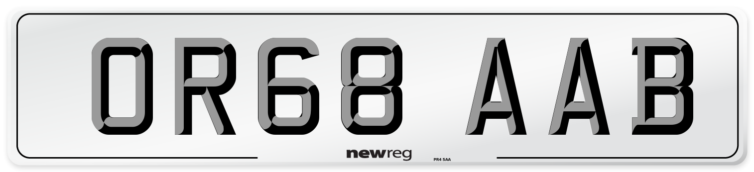 OR68 AAB Number Plate from New Reg